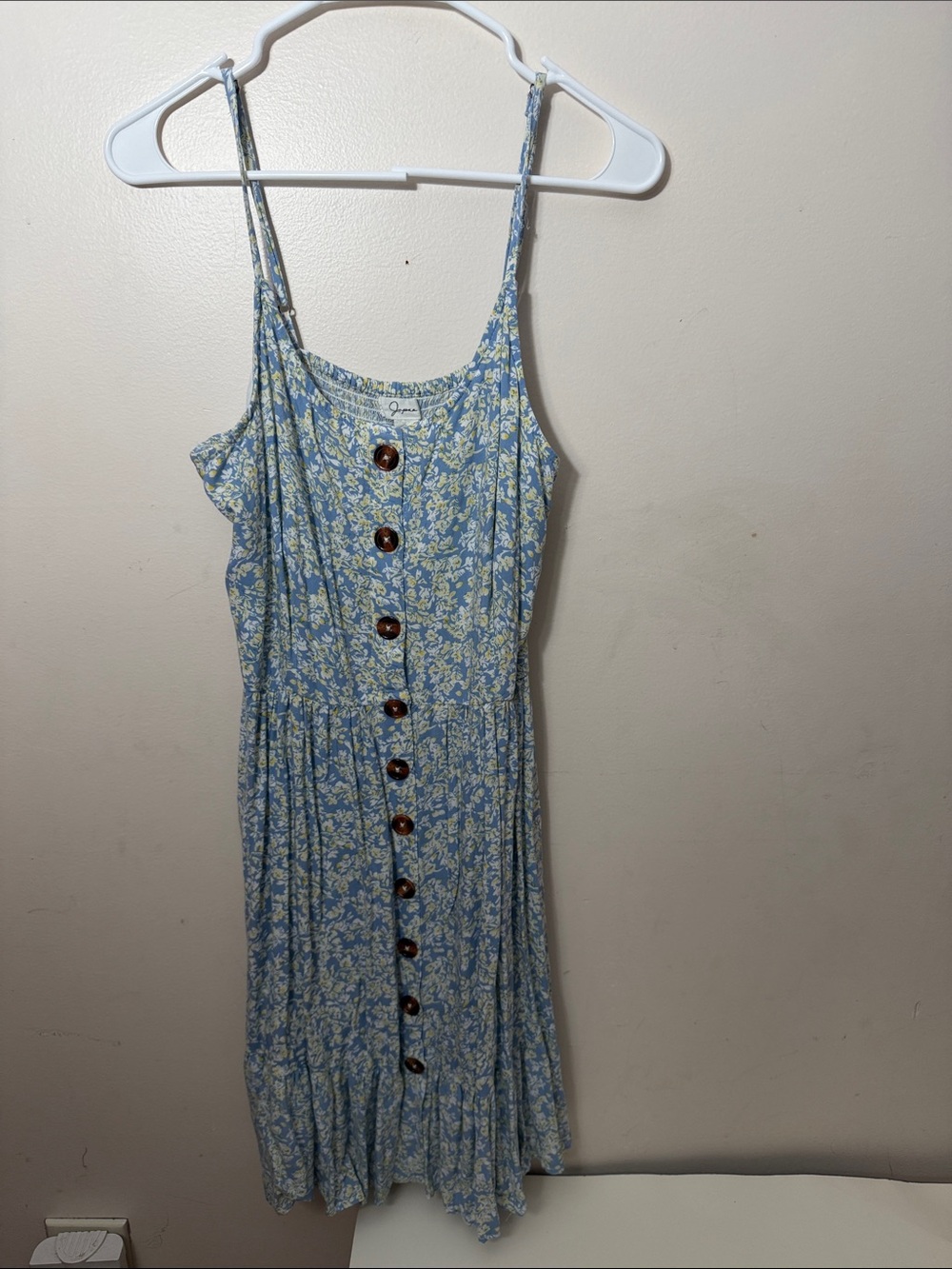 Japna Light Blue Floral Button-Front Midi Dress